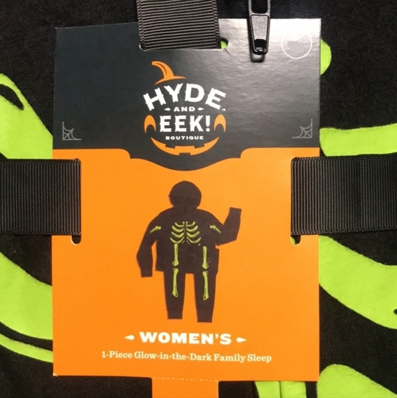 NWT Hyde & EEK! Black Women's Glow-in-the-Dark Skeleton Halloween Union Suit New - Picture 5 of 6